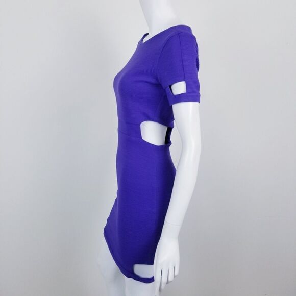 Asos Purple Cutout Mini Bodycon Dress Size 6 - Picture 4 of 6